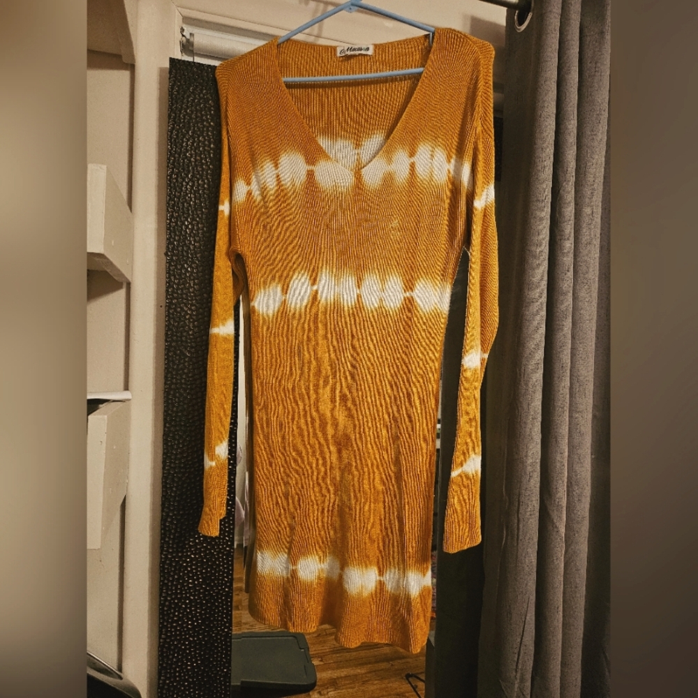 Macaron Mustard Tie Dye Dress Size S